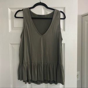 Olive Ruffle Tank Top